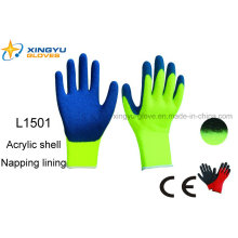 Acrylic Shell Napping Lining guantes de trabajo de seguridad revestidos de látex (L1501)